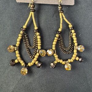 Chico’s Gold Rhinestone with Brown and Gold Earrings